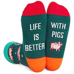 Funny Saying Pig Gifts for Women,Life Is Better With Pigs,Novelty Pig Print Socks Pig Lovers Piggy Gifts for Farmers