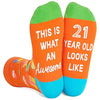 Crazy Silly 21th Birthday Socks Funny Gift Idea for Men Women Unique 21th Birthday Gift for Him and Her, Presents for 21 Year Old Men Women