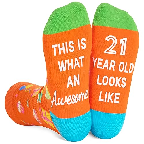 Crazy Silly 21th Birthday Socks Funny Gift Idea for Men Women Unique 21th Birthday Gift for Him and Her, Presents for 21 Year Old Men Women