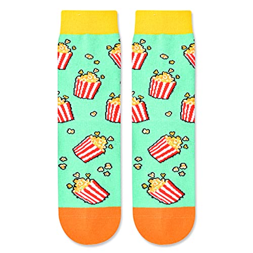 Funny Popcorn Socks for Kids Who Love Popcorn, Novelty Popcorn Gifts, Children's Gag Gifts, Gifts for Popcorn Lovers, If You Can Read This, Bring Me Popcorn Socks, Gifts for 7-10 Years Old