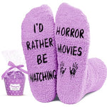 Funny Women Horror Movie Socks, Women Halloween Socks, Novelty Horror Movie Gifts for Movie Lovers, Scary Movie gifts for Film Lovers