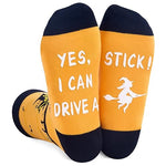 Silly Halloween Gifts, Crazy Flying Witch Socks, Funny Witch Socks, Spooky Horror-themed Halloween Socks for Women Men, Funny Gifts for Halloween Holiday Presents