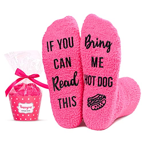 Funny Hot Dog Socks for Women Who Love Hot Dog, Novelty Hot Dog Gifts, Women's Gag Gifts, Gifts for Hot Dog Lovers, Funny Sayings If You Can Read This, Bring Me Hot Dog Socks