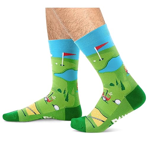 Novelty Golf Socks, Funny Golf Gifts for Golf lovers, Ball Sports Socks, Gifts for Men Women, Unisex Golf Themed Socks, Sports Lover Gift, Silly Socks