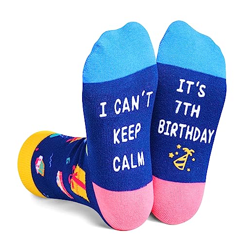 Crazy Funny Birthday Socks for Kids, Top Best Cool Birthday Gifts for 7 Year Old Boys Girls, 7 Year Old 7 Yr Old Girl Boy Gift Ideas