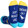 Novelty Dinosaur Unisex Blue Crew Socks