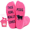 Pig Gifts For Women Fuzzy Piggy Socks Fun Gift For Pig Lovers Valentine's Birthdays Gift For Farmers, Pig Socks for Her