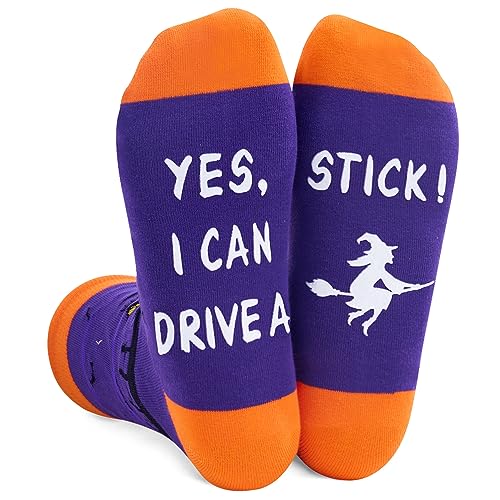 Funny Witch Socks, Crazy Flying Witch Socks, Horror Spooky Halloween Socks for Men Women, Silly Halloween Gifts, Horror-themed Gifts, Halloween Holiday Presents