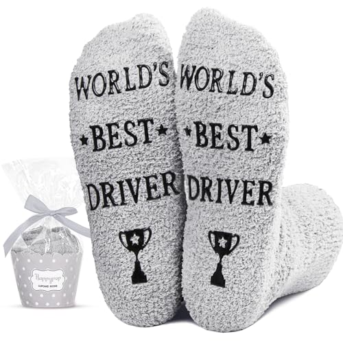 Novelty Driver Socks For Men, Gray Fuzzy socks Gifts for Driver
