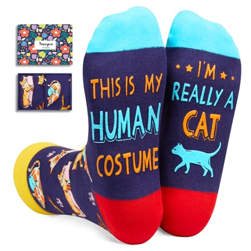 Funny Cat Gifts Cat Mom Gifts for Women, Novelty Cat Socks Crazy Silly Fun Socks Gifts for Her