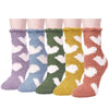 5 Pack Fuzzy Anti-Slip Socks for Women Girls, Non Slip Slipper Socks with Grippers, Lovely Cute Fluffy Socks Gifts