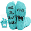 Novelty Pig Socks for Women, Fuzzy Cozy Soft Pig Socks, Funny Pig Gifts for Pig Lovers, Piggy Gifts for Women Girls