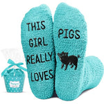 Novelty Pig Socks for Women, Fuzzy Cozy Soft Pig Socks, Funny Pig Gifts for Pig Lovers, Piggy Gifts for Women Girls