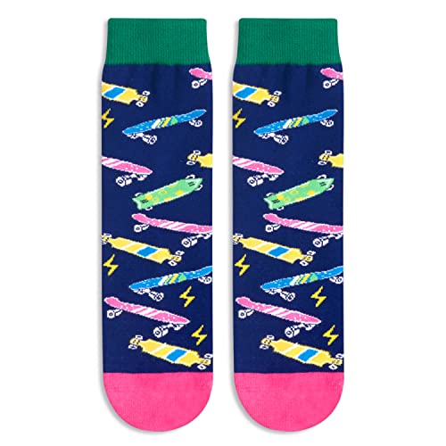 Novelty Skateboard Socks for Boys Girls, Funny Skateboard Gifts, Unisex Socks for Kids, Funny Socks, Cute Socks, Fun Skateboard Themed Socks, Gifts for 7-10 Years Old
