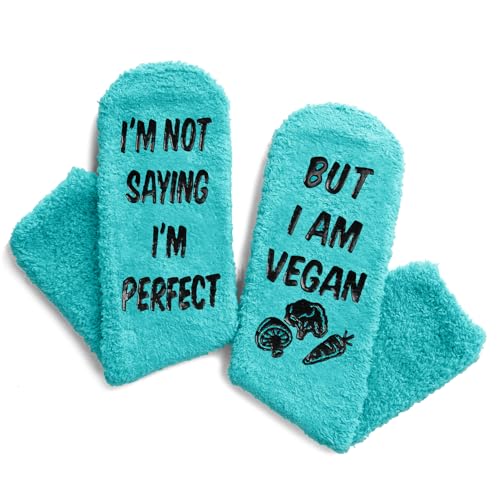 Funny Vegan Gifts for Women, Fluffy Socks Gifts for Vegans, Fuzzy Vegan Socks Vegetable Socks Vegetarian Gifts