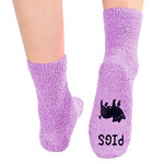 Cute Pig Women's Purple Crew Socks