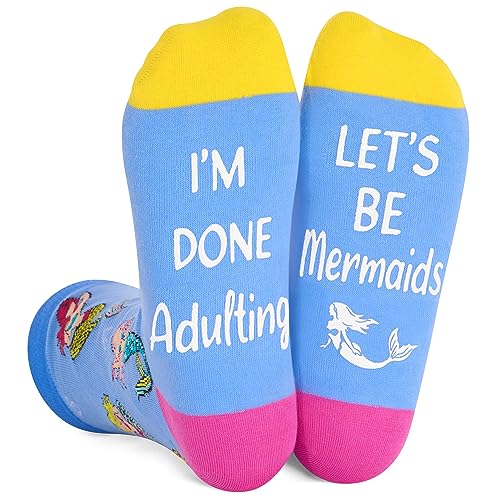 Gender-Neutral Mermaid Gifts, Unisex Mermaid Socks for Women and Men, Mermaid Gifts Animal Socks