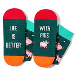 Funny Saying Pig Gifts for Women,Life Is Better With Pigs,Novelty Pig Print Socks Pig Lovers Piggy Gifts for Farmers