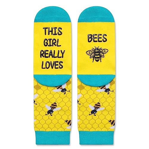 Funny Bee Girls' Yellow Crew Socks