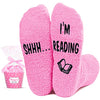 Warm Cozy Socks, Book Lovers Gifts, Fluffy Fuzzy Slipper Socks, Women Reading Socks, School Socks Gift for Students