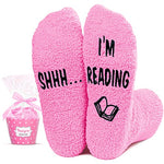 Warm Cozy Socks, Book Lovers Gifts, Fluffy Fuzzy Slipper Socks, Women Reading Socks, School Socks Gift for Students