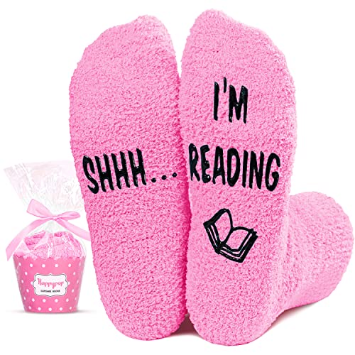 Warm Cozy Socks, Book Lovers Gifts, Fluffy Fuzzy Slipper Socks, Women Reading Socks, School Socks Gift for Students