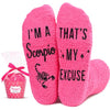 Scorpio Socks, Crazy Socks Fun Scorpio Print Novelty Fuzzy Socks for Women, Scorpio Gifts, Outer Space Lover Gift