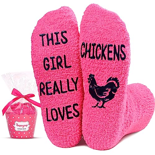 Funny Saying Chicken Gifts for Women,This Girl Really Loves Chickens,Novelty Fuzzy Chicken Socks