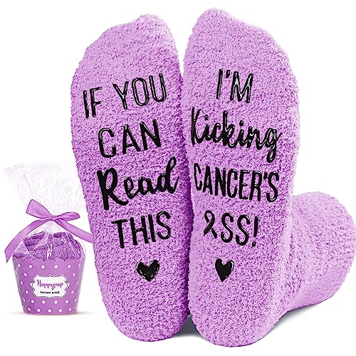 Inspirational Anti-cancer Women's Purple Fluffy Crew Socks