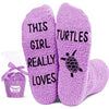 Funny Turtle Women's Purple Crew Socks