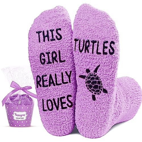 Funny Turtle Women's Purple Crew Socks