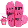 Libra Socks, Crazy Socks Fun Libra Print Novelty Fuzzy Socks for Women, Libra Gifts, Outer Space Lover Gift