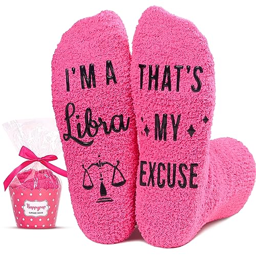 Cozy Libra Women's Pink Fluffy Crew Socks