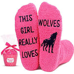 Unique Wolf Gifts for Women Silly & Fun Wolf Socks Novelty Wolf Gifts for Moms, Fuzzy Socks