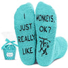Unique Monkey Gifts for Women Silly & Fun Monkey Socks Novelty Monkey Gifts for Moms, Fuzzy Socks