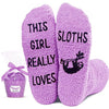 Unique Gifts for Sloth Lovers Sloth Presents for Women Birthday Christmas Mothers Day Gifts for Her Fuzzy Sloth Socks