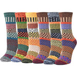 6 Pairs Women Wool Socks, Warm Socks Cabin Nordic Socks, Vintage Socks, Thick Knit Cozy Winter Socks for Women Gifts