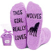 Wolf Gifts For Women Lovely Fuzzy Fluffy Animals Socks Gift For Wolf Lover Valentine's Birthdays Gift For Her