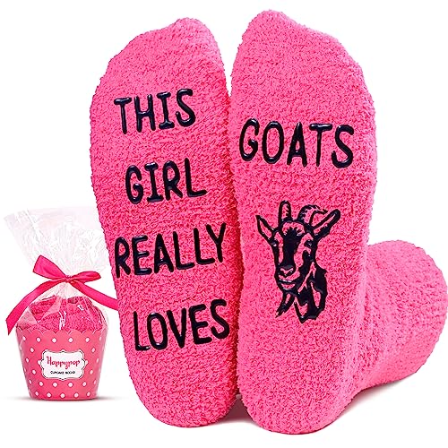 Funny Saying Goat Gifts For Women,This Girl Really Loves Goats,Novelty Fuzzy Goat Socks Goat Lover Gift