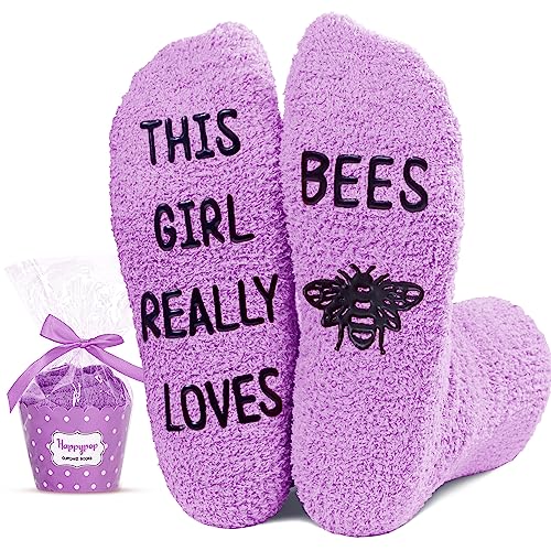 Funny Bee Women's Purple Crew Socks