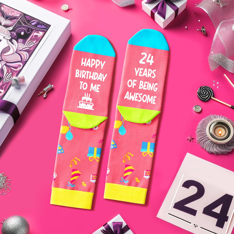 24th Birthday Gifts Socks for 24 Year Old Female Male, 24 Year Old