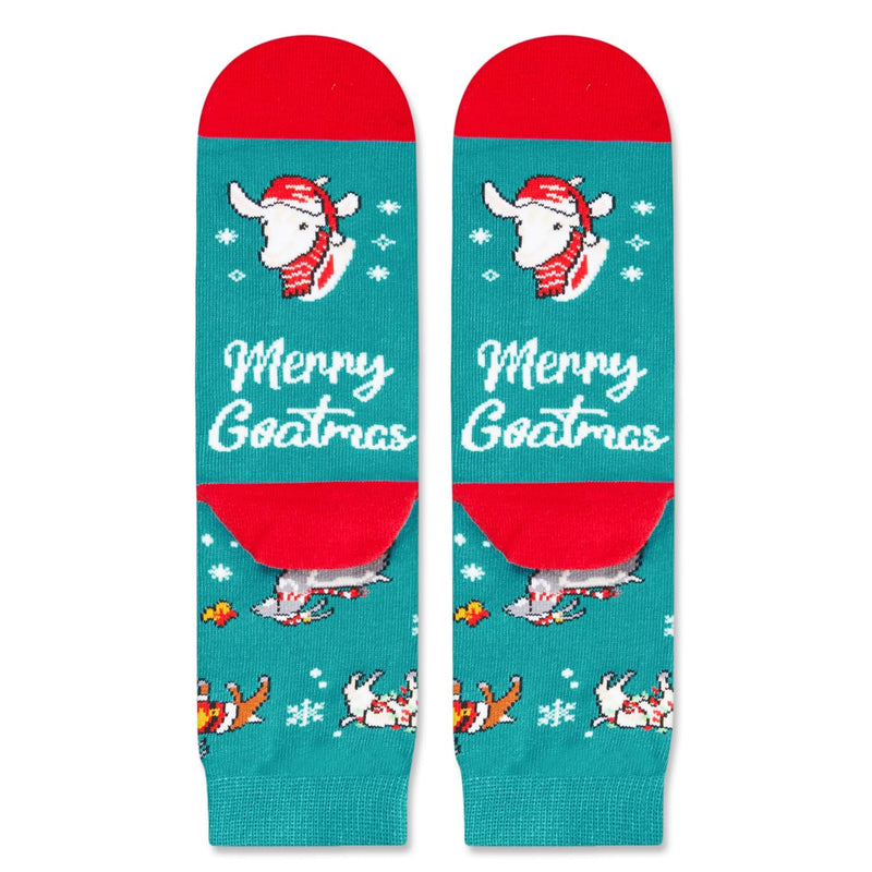 Christmas Gifts for 4-6 Years Old Kids - Green Christmas Stockings Secret Santa Socks Xmas Stocking Stuffers for Goat Lovers