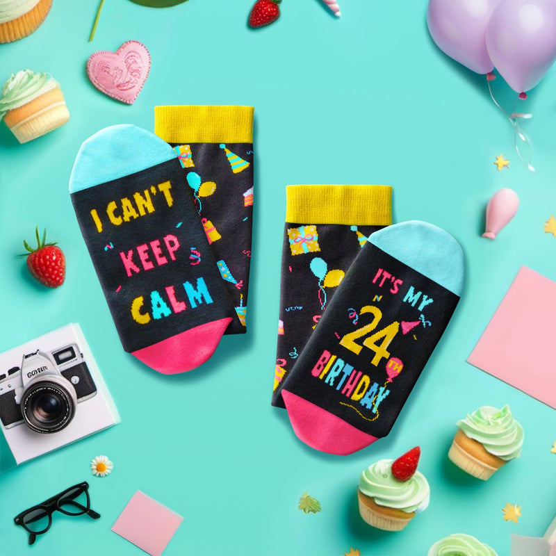 24th Birthday Gifts Socks for 24 Year Old Female Male, Gifts for