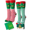 Christmas Gifts Stocking Socks for Kids - Christmas Knee High Red Green Socks, Elf Socks Secret Santa Xmas Stocking with Greeting Card for Girls