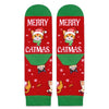 Christmas Gifts Stocking Socks for Boys Girls - Cat Themed Red Santa Gifts Xmas Stocking for Kids 2-3 Years Old