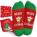 Christmas Gifts Stocking Socks for Boys Girls - Cat Themed Red Santa Gifts Xmas Stocking for Kids 2-3 Years Old