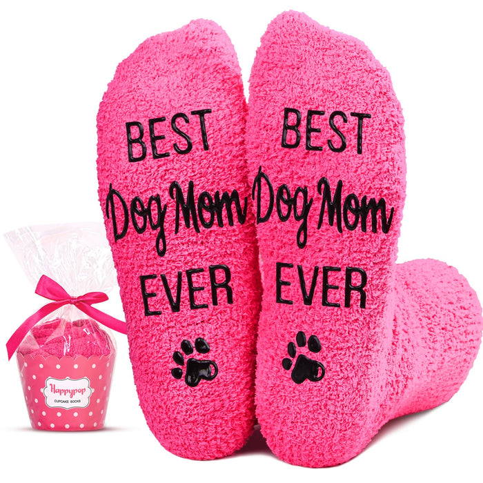 Funny Dog Mom Gifts - Fuzzy Dog Lover Socks for Women, Puppy Socks for Mother Gifts