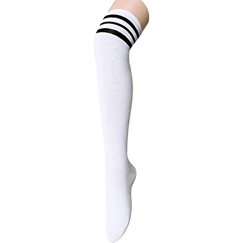 Sporty Stockings 80s Socks, Knee High Socks for Women Teen Girls, Athletic Thigh Highs Tube Socks, Stripes Socks, Cosplay Costume