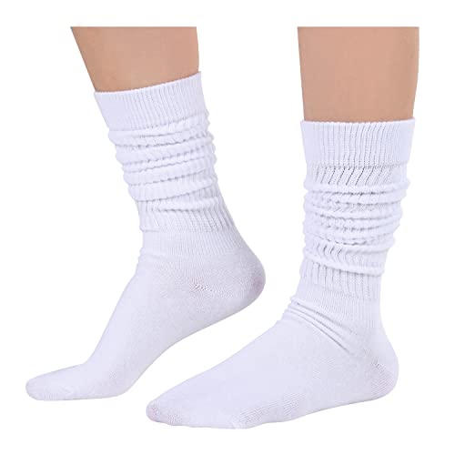 Novelty White Slouch Socks For Women, White Scrunch Socks For Girls, Cotton Long Tall Tube Socks, Fashion Vintage 80s Gifts, 90s Gifts, Women's White Socks