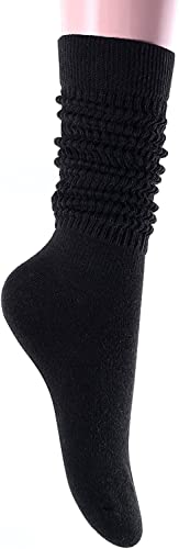 Novelty Black Slouch Socks For Women, Black Scrunch Socks For Girls, Cotton Long Tall Tube Socks, Fashion Vintage 80s Gifts, 90s Gifts, Women's Black Socks